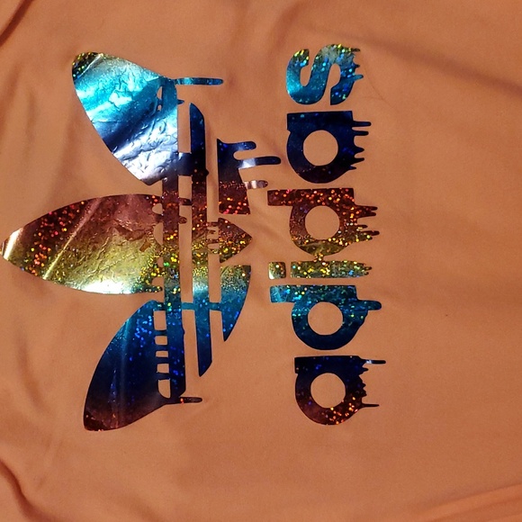 Adidas Women's One Piece Orange Bodysuit w/multicolor Logo Top - Picture 2 of 7